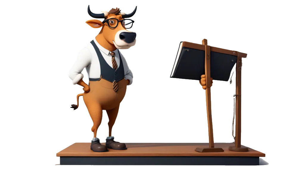 Mejores Cripto Casinos: The bull auditor, at a tall desk, weighing two heavy ledgers on a balance scale The bull auditor, at a tall desk, weighing two heavy ledgers on a balance scale