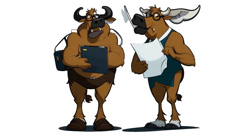 Mejores Cripto Casinos: The bull auditor, at a reading desk stacked with documents The bull auditor, at a reading desk stacked with documents